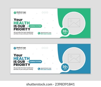 Medical health care Facebook banner design template, Medical web banner design ads, Facebook cover design. Medical cover design.