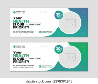 Medical health care Facebook banner design template, Medical web banner design ads, Facebook cover design. Medical cover design.