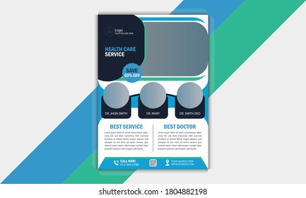 Medical health care flyer or cover a4 size template design ready for print