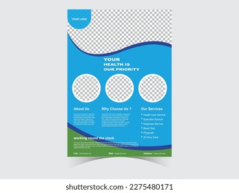 Medical Health Care Flyer Template Design  Layout Background Two Colors Scheme Vector Template In A4 Size - Vector
