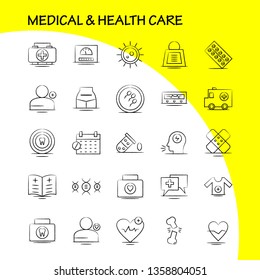 Medical And Health Care Hand Drawn Icon for Web, Print and Mobile UX/UI Kit. Such as: Hospital, Medical, Chatting, Health, Bandage, Health, Medical, Hospital, Pictogram Pack. - Vector