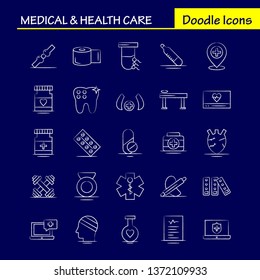 Medical And Health Care Hand Drawn Icon for Web, Print and Mobile UX/UI Kit. Such as: Medical, Medicine, Tablet, Hospital, Measure, Medical, Medical Devices, Pictogram Pack. - Vector