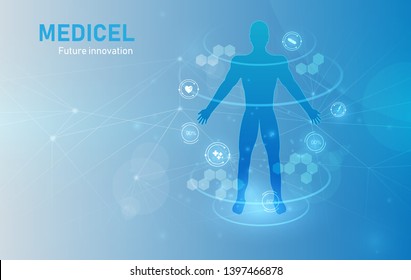 atención de la salud médica Diseño de fondo limpio de la plantilla de diagnóstico del cuerpo humano