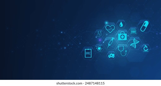 medical health care icon element interactive design innovation concept on science background. vector illustration.	