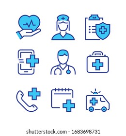 Medical and health care icon set vector file 