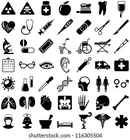 Medical and health care icons collection - vector illustration