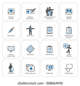 Medical & Health Care Icons Set. Flat Design. Isolated.