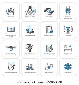 Medical and Health Care Icons Set. Flat design. Vector Illustration.