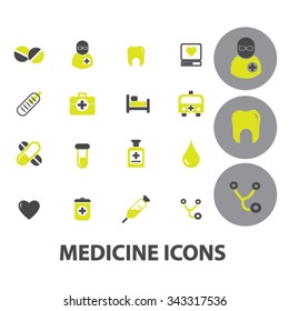 Medical and health care  icons, signs vector concept set for infographics, mobile, website, application
