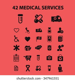 Medical and health care  icons, signs vector concept set for infographics, mobile, website, application