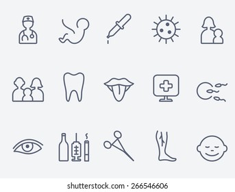 Medical And Health Care Icons, Thin Line Design