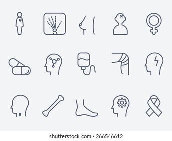 Medical And Health Care Icons, Thin Line Design