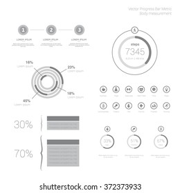 Medical, health care measurement sport set. Wire frame template elements, info graphic symbols