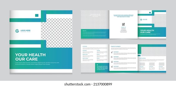 Medical, health care Modern Square Trifold brochure presentation, Creative Health service template for a Tri-fold brochure 