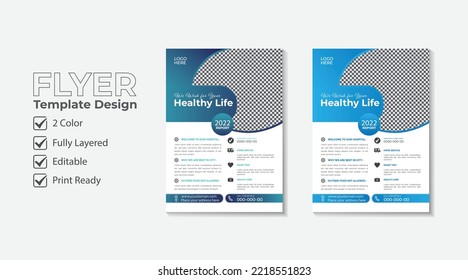 Medical health care one page digital flyer or leaflet template design