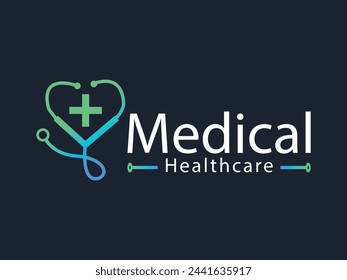 Medical health care and pharmacy logo design template vector illustrator Health logo with a human figure Stethoscope logo for companies engaged in health