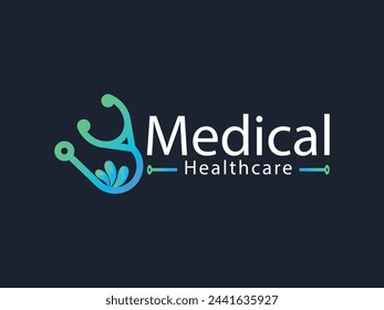 Medizinisches Gesundheitswesen und Apotheken Logo Design Vorlage Vektor Illustrator Health Logo mit einer menschlichen Figur Stethoskop Logo für Unternehmen im Gesundheitswesen