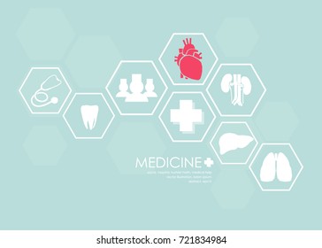 Medical health care science innovation concept pattern icon on blue background.Vector illustration.