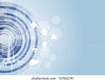 Medical health care science innovation concept pattern icon on blue background.Vector illustration.