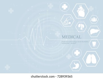 Medical Health Care Science Innovation Concept Pattern Icon On Blue Background.Vector Illustration.