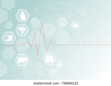 Medical health care science innovation concept pattern icon on blue background.Vector illustration.