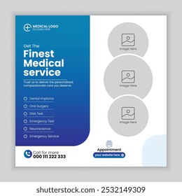 Medical health care social media post design template