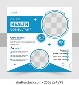  Medical and health care social media post template design collection, modern social media post template, suitable for social media, websites, flyers, and banners.

