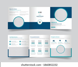 Medical, health care square Tri fold brochure template