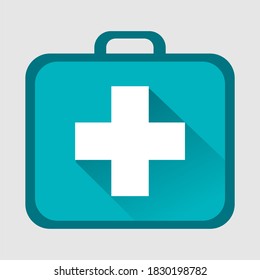 Medical Health Care Symbol icon in box shape with shadow on medical soft symbol. elegant green color edition