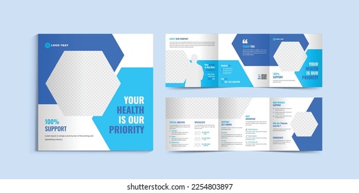 Medical health care trifold brochure design template