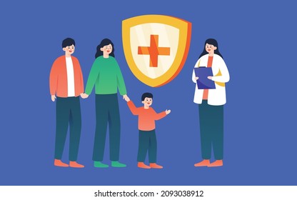 Medical Health Character Illustration Family Medical Insurance Critical Illness Insurance Policy Poster