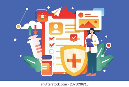 Medical Health Character Illustration Family Medical Insurance Critical Illness Insurance Policy Poster