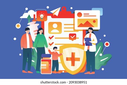 Medical Health Character Illustration Family Medical Insurance Critical Illness Insurance Policy Poster