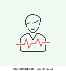Medical health checkup icon with heartbeat line