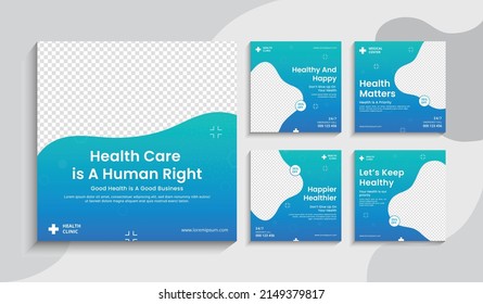 Medical Health Clinic Template For Social Media Post Vector Template. Medical Social Media Post Template. Medical Social Media Banner Or Square Social Media Post Banner.