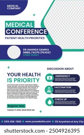 Medical Health Conference Poster Design, Medical Workshop, symposium Vector