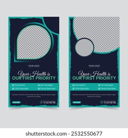 Medical health dental care story, Digital marketing social media post business webinar for social media story, stories or banner template
