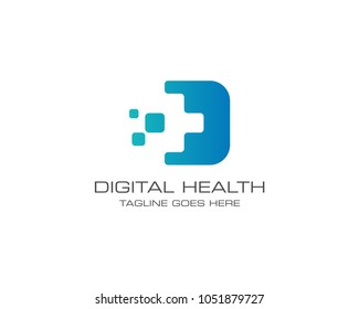 Medical Health Digital Logo Design Vector