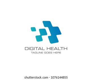 Medical Health Digital Logo Design Vector Template