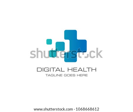 Medical Health Digital Logo Design Vector Template