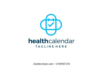 Medical Health Doctor Calendar Time Schedule Solutions Logo Design Inspiration