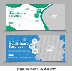 Medical Health Facebook Cover Design Template, Banner Design for Social Media.