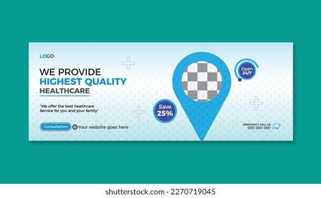 Medical Health Facebook Cover Design Template, Web Banner, for Social Media.Modern Creative Professional Medical Healthcare  Template