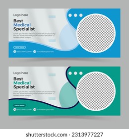 Medical Health Facebook Cover Design Template, Banner Template and Web Banner Template Design.