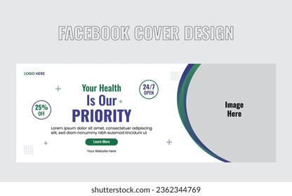 Medical Health Facebook Cover Design Template.