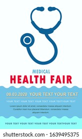 Medical Health Fair Poster With Stethoscope.