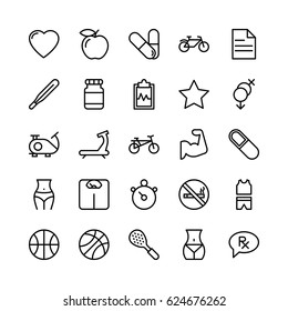 Medical, Health and Fitness Line Vector Icons 8