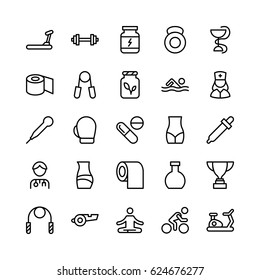 Medical, Health and Fitness Line Vector Icons