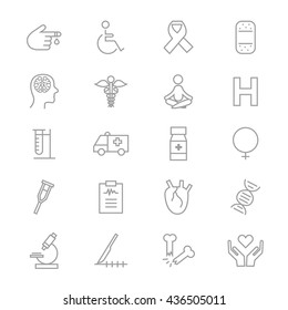 Medical Health Fitness and Science Set Of Healthy Icons Line