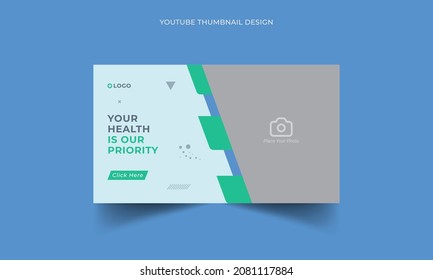 Medical health and fitness training youtube thumbnail vector template design